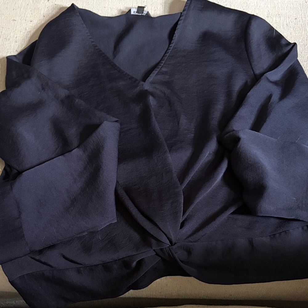 Express Navy Twist-Front Blouse